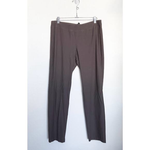 Eileen Fisher Pants System Washable Stretch Crepe Slim Ankle Small Brown - Picture 2 of 5